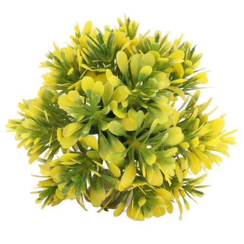Bola de césped artificial para acuario de plástico amarillo.