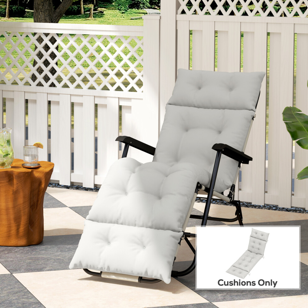 Outsunny Sun Lounger Cushion Only, Garden Lounge Chair Cushion, Light Grey
