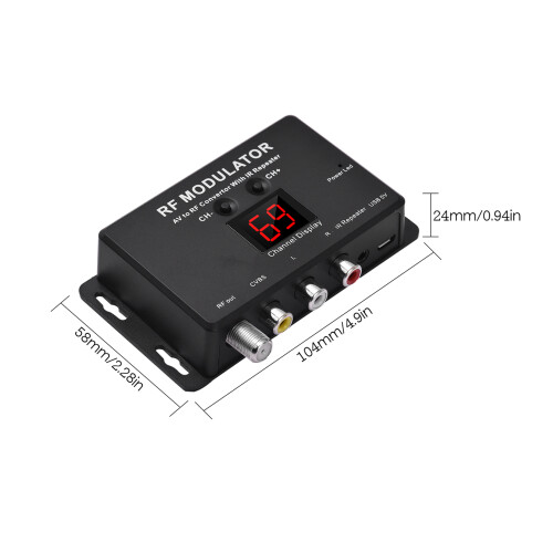 Kompakter RF-Modulator mit IR-Repeater, 104x68x24mm, 75Ω 1