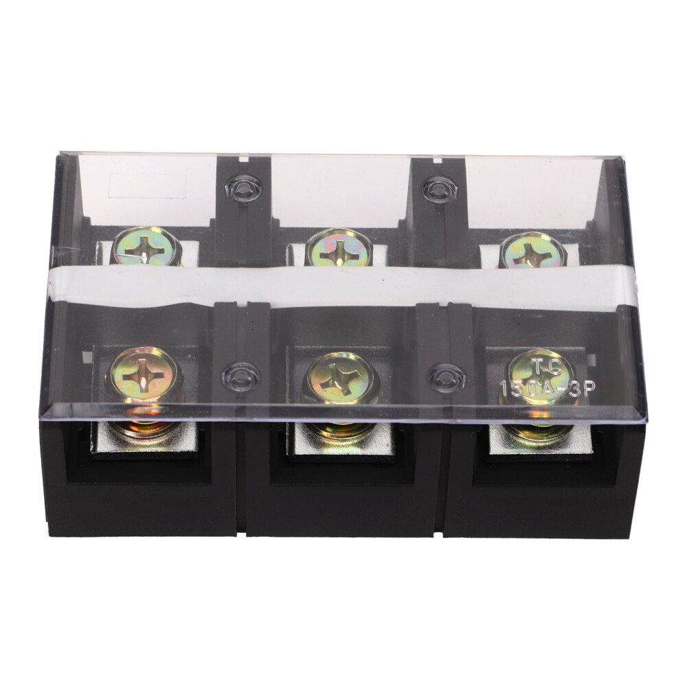150A 600V Wire Barrier Block Terminal Strip Thickened Dual Row Terminal Strip With Transparent Cover For Bridge Lighting 3 Positions (2003) 8761319531181