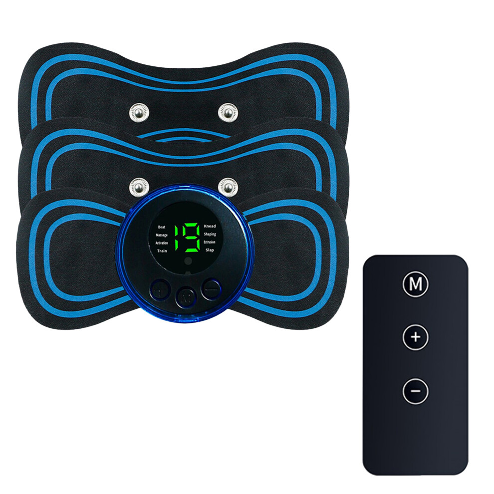 Blue Mini Massager Machine 10 Levels Strength 5 Modes Rechargeable Low Frequency Tens Cervical Massage Pads