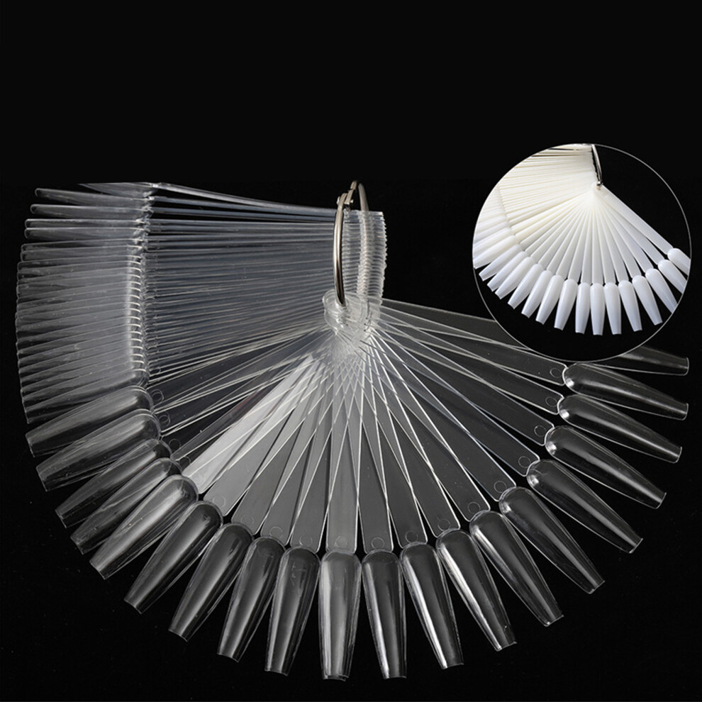 50pcs False Nail Art Tips Sticks Salon Practice Nail Polish Color Card Plates Display Board Transparent
