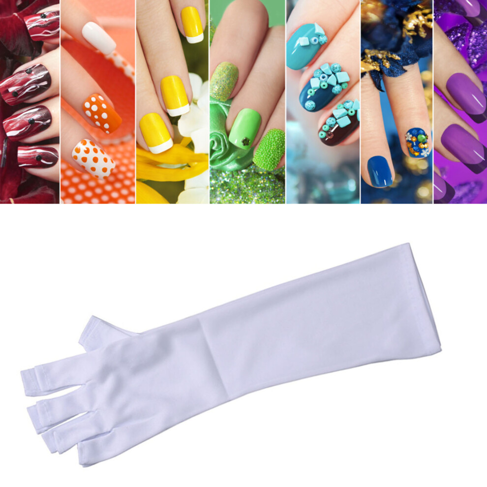 1 Pair Gel Manicures Gloves Professional Efficient Prevents Tanning Radiation UV Light Gloves for Manicure White Long-image-OPC-PHTJ699-NEW