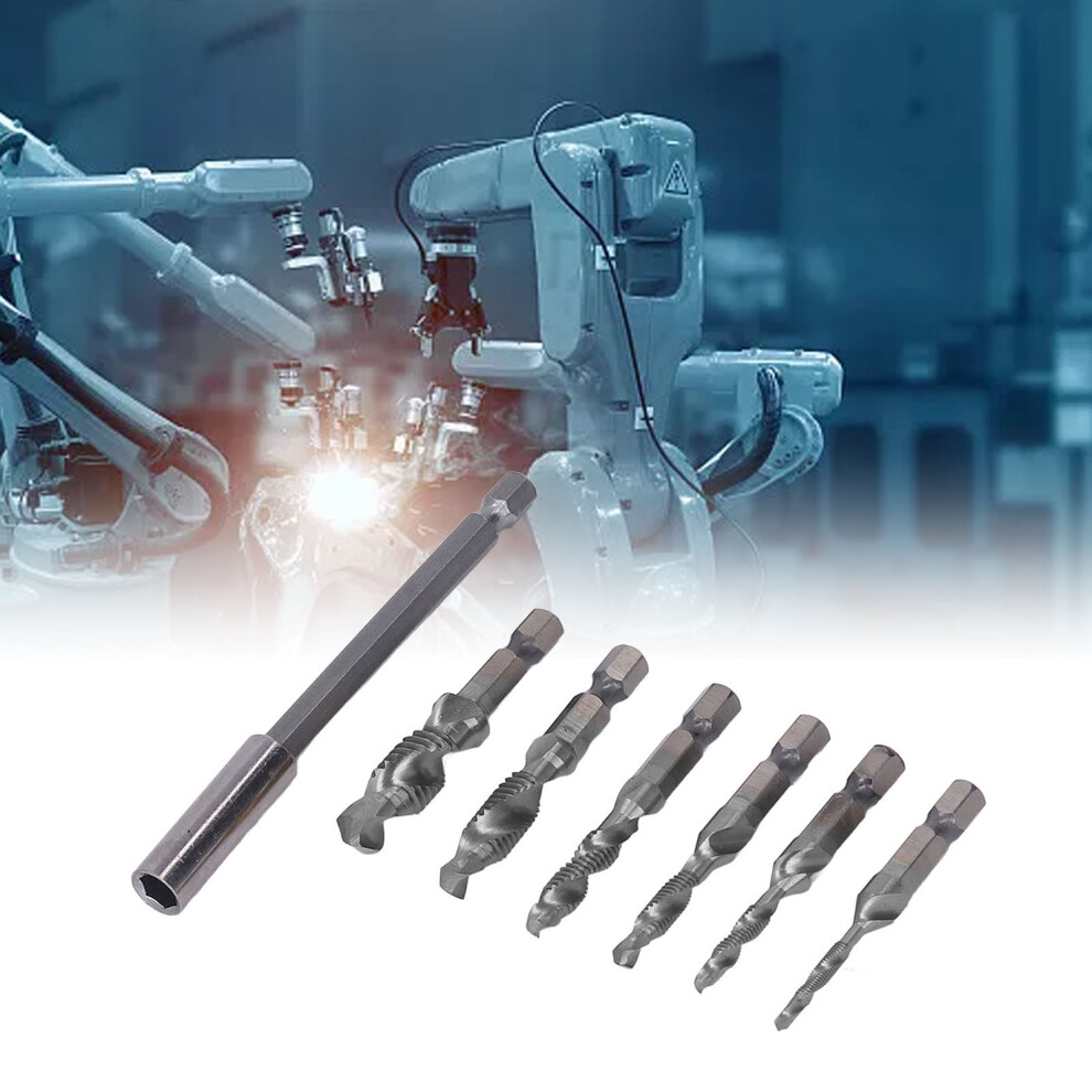 Drill Tap Set Combined Bit Hex Shank Spiral Metric M3âM10 For Steel Aluminum Sheet Metal Thin Plate Silver 3161319549950