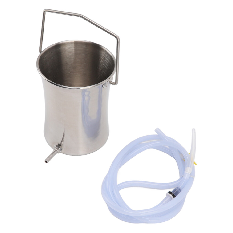 Enema Bucket Kit 2L Stainless Steel Bucket 4pcs Nozzle 2m Hose Kit for Detoxification Constipation