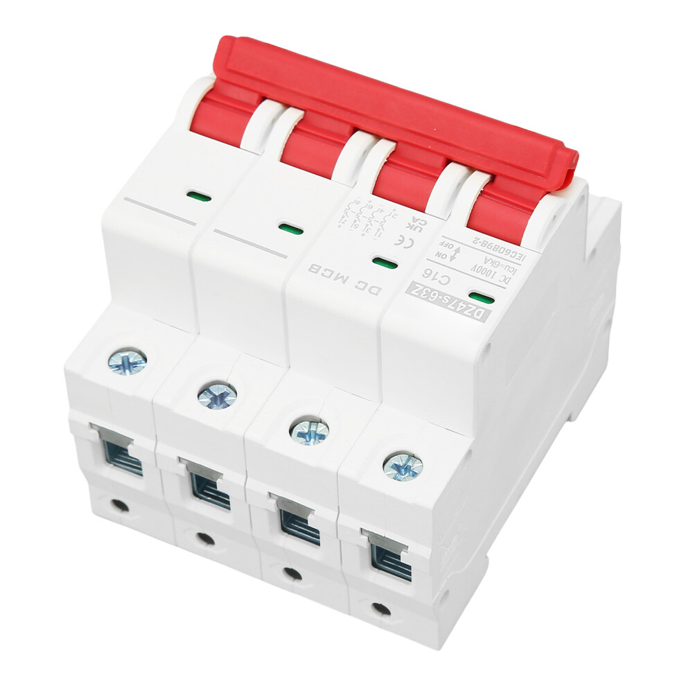 Dc Miniature Circuit Breaker 4P Solar Pv System 16A Din Rail Mount 6000A Segmented Capacity Dc1000v Dz47s 63Z C16 7891319553218
