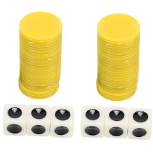 Links Rechts Mitte Würfelspiel-Set, 3 Stück, 24 Chips, 16 mm Gelb
