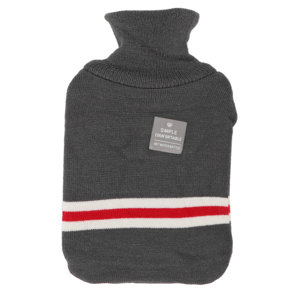 1000ml Hot Water Bottle Hot Cold Compress Portable Hot Water Warmer with Dark Grey Knit Cover for Cramps Arthritis