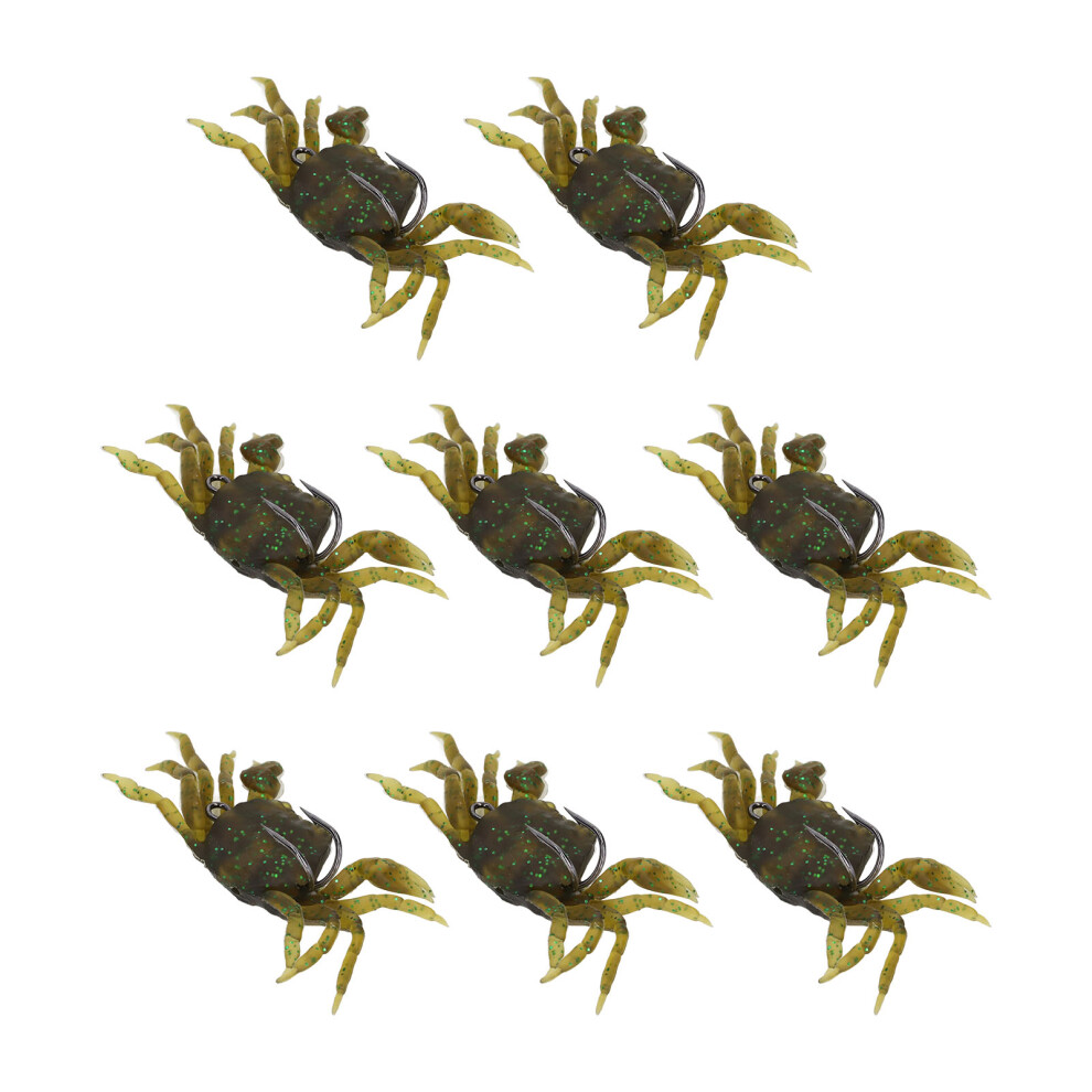 8Pcs Artificial Crab Bait 13cm 33.5g Simulation Crab Soft Lure Fishing Bait with Hooks for Freshwater Saltwater Green Brown