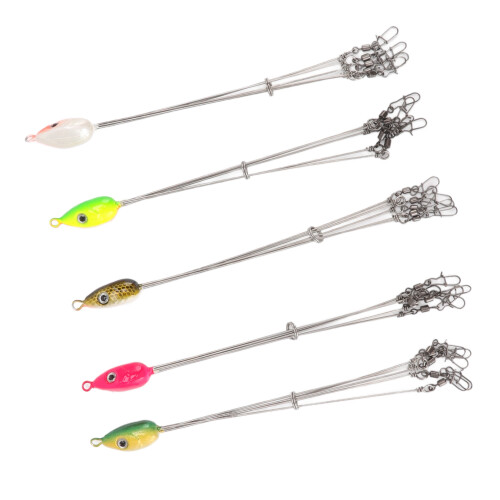 5 Stück Regenschirm-Angelrigs, 18 cm, Stahl, 5 Arme, Köder