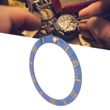 Keramische blaue Lünette mit goldenen Buchstaben für Uhren-Ersatzteile – robuster Zifferblatt-Ring