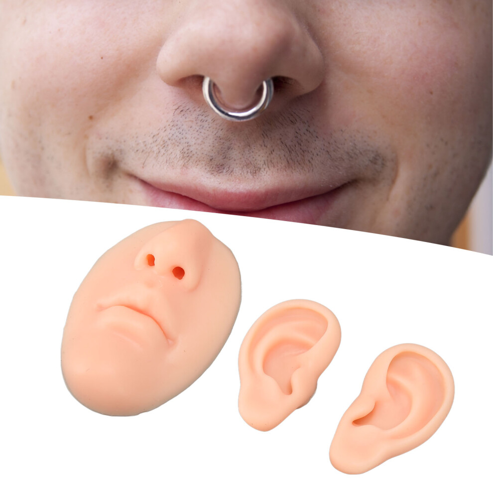 Light Silicone Ear Model Novice Simulated 3D Nose And Mouth Model Display Prop Teaching Tool For Piercing Practice Skin Color