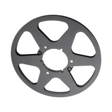 Carrete de recogida abierto de aluminio de 10 pulgadas, con 6 agujeros, negro.
