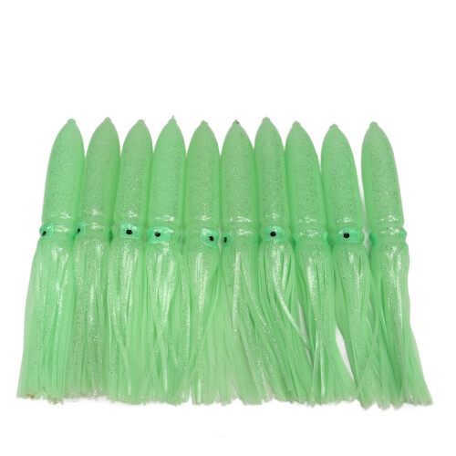 10 Stück Tintenfischköder 30 cm Silikon lebensecht grün 1