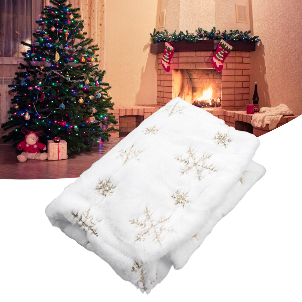 35.4in Christmas Tree Skirt Round Shape Soft Comfortable White Christmas Tree Stand Mat for Home Store Golden-image-OPC-PHTJ7QS-NEW