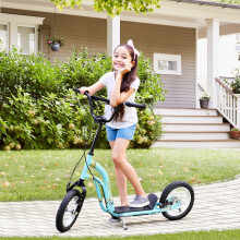 HOMCOM Kids Stunt Scooter with 12" Rubber Tyres, Adjustable Handlebar, Blue