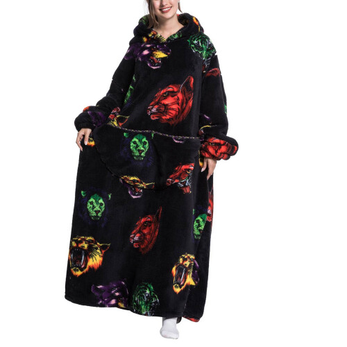 Tragbare Decke Damen Flanell Hoodie Einheitsgröße 2
