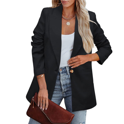 Schwarzes XXL Damen-Sakko mit Langarm 2