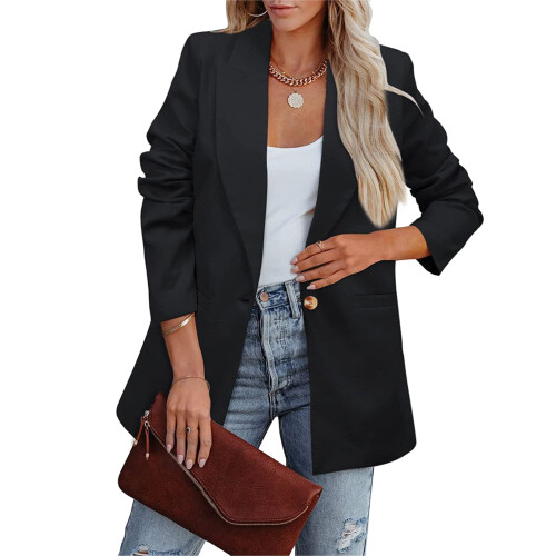 Schwarzes XXL Damen-Sakko mit Langarm 1