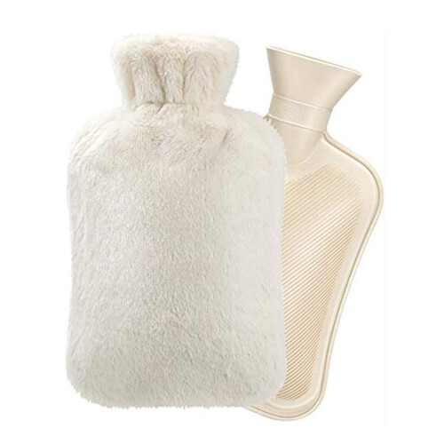 HWB-2L Gummi-Wärmflasche 30x20x4cm beige Plüsch 2
