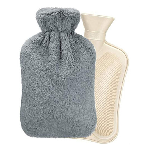 Wärmeflasche 2L Beige Plüschbezug 30x20x4cm 2