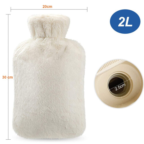 Wärmeflasche 2L Beige Plüschbezug 30x20x4cm