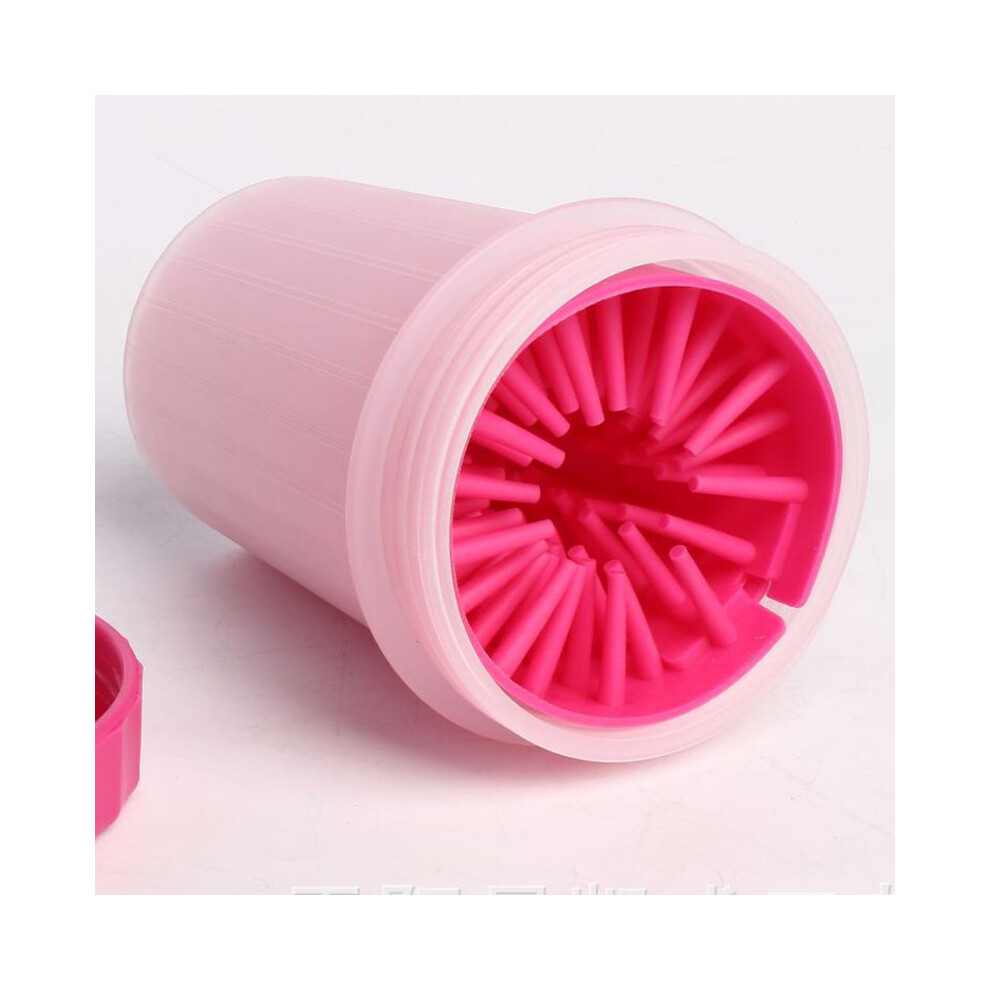 Pet Paw Washer Soft Bristles Deep Cleaning Portable Dog Cat Foot Cleaner Cup for Travel Camping Home Small Pink