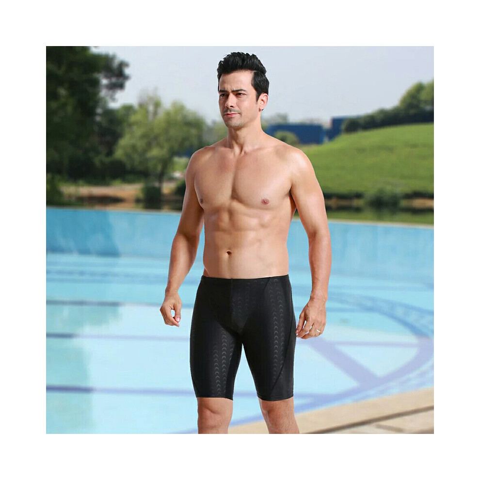 Men Swimsuit Quick Dry Skin Friendly Thin Breathable Men Swimming Trunks for Swimming Diving Riding Black Length 47cm/18.5in