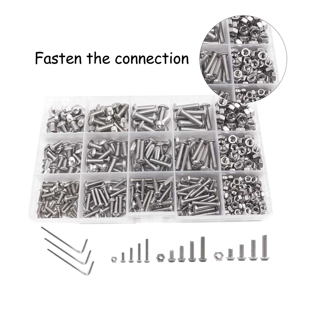500Pcs Pan Head Hex Socket Screws Stainless Steel Screw Nut Assortment Kit For Automobile Making M3 M4 M5 9311319577208