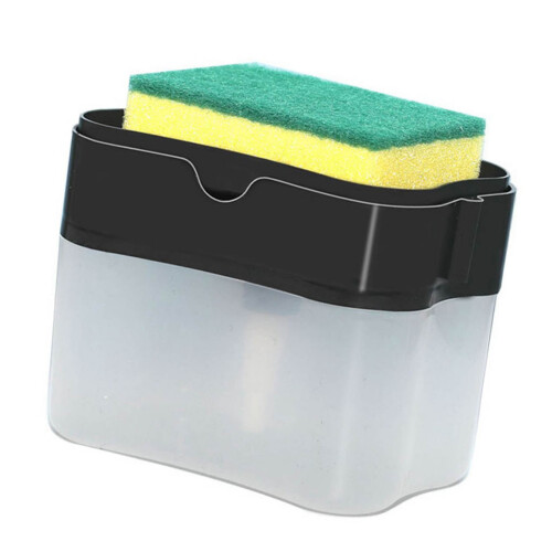 Dish Liquid Dispenser Durable Plastic Effort Saving Press Large Capacity Dish Detergent Dispenser for Kitchen Home Black 2