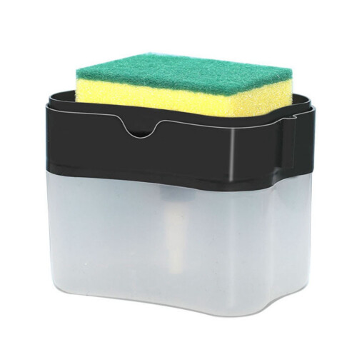 Dish Liquid Dispenser Durable Plastic Effort Saving Press Large Capacity Dish Detergent Dispenser for Kitchen Home Black 1