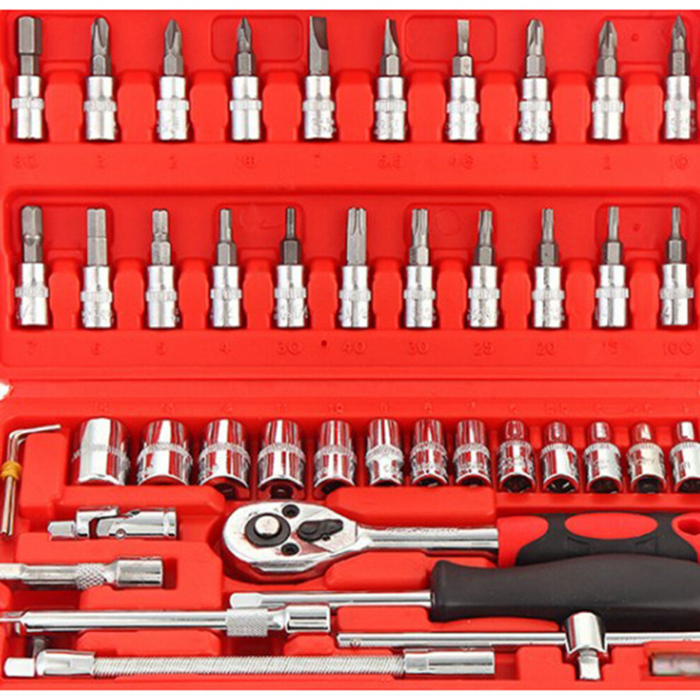 46Pcs Ratchet Wrench Socket Slot Cross Pz Hex Star Hand Tool Set Kit For Maintenance 46Pcs 9451319578024