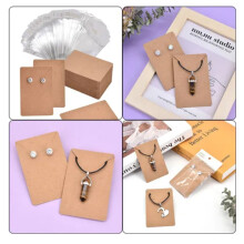 100 Stück Kraft Perkament Displaykarten für Ohrringe 6x9cm mit OPP-Beuteln für Schmuck