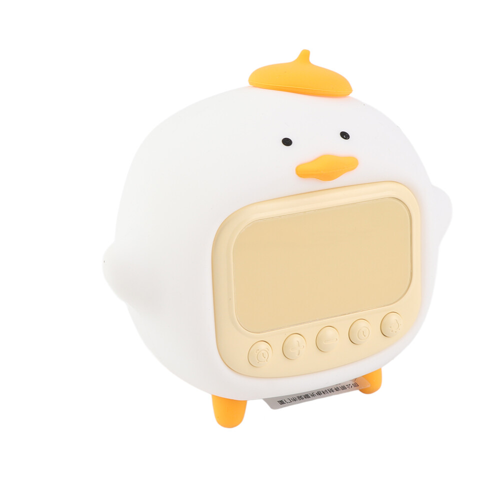 Cute Duck Alarm Clock 1500mAh Battery Brightness Adjustable Timer Night Light Alarm Clock for Students Kids for Bedroom Study