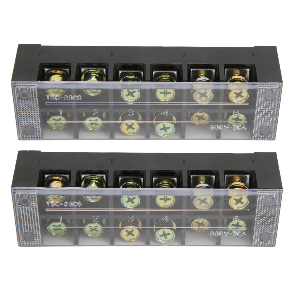 Terminal Strip Block Large Current Easy Wiring Ground Circuit Terminal Block 600V 60A 6 Positions 8451319581117
