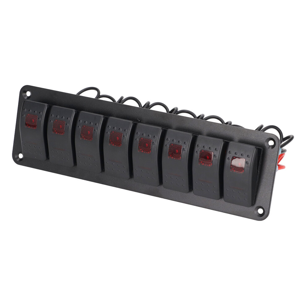 8 Gang Rocker Switch Panel Led Backlit On Off Switch Waterproof Overload Protection Pre Wire For Car Rv Bus Marine Boat Red 5071319581424