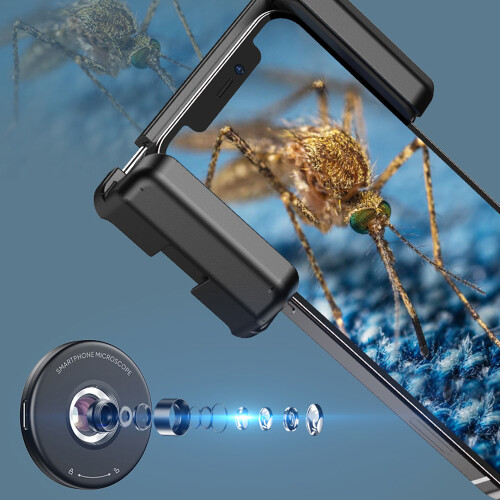 Portable Microscope Universal Mobilephone Microscope with 6 LED Lights No Need APP with CPL Multifunctional Microscope for Daily Observatio