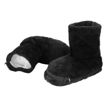 Elektrische beheizte Plüschschuhe für den Winter, waschbar, schwarz, Größe 31x15cm