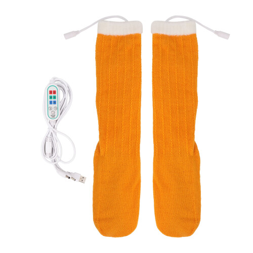 Heated Socks USB 3 Temperature Gears Lightweight Yellow Warm Heating Socks for Winter 1