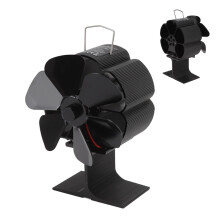 Ventilador de estufa impulsado por calor, con 6 aspas, negro, 180-220CFM
