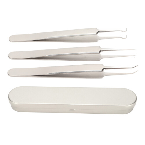 3-teiliges Edelstahl-Mitesserpinzette-Set-Silber 1