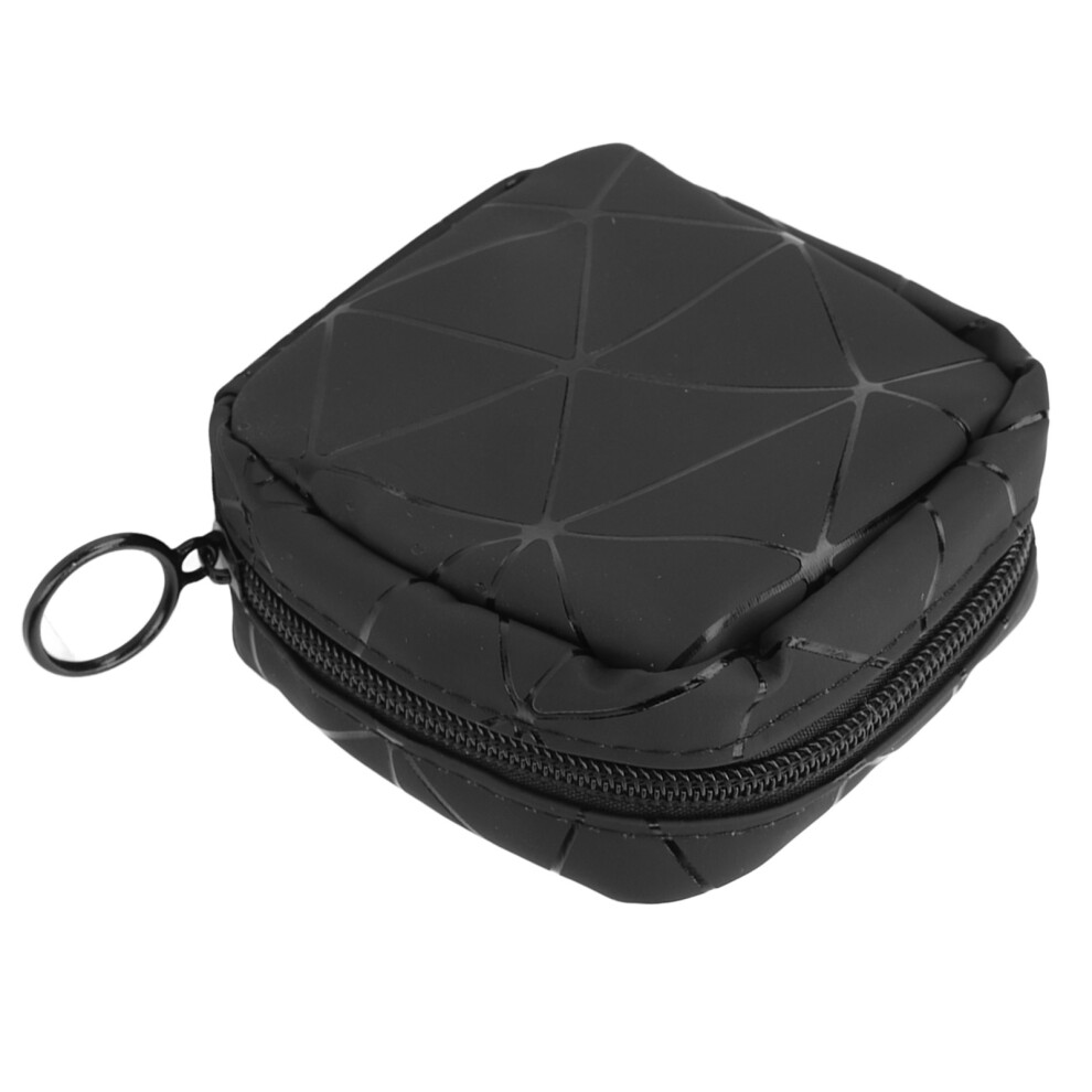 Black Small Lipstick Bag Portable Waterproof Zipper Pu Leather Mini Cosmetic Bag For Travel Women
