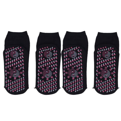 4 Stück selbstwärmende Baumwollsocken Einheitsgröße Schwarz 1