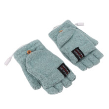 Guantes calefactores recargables por USB de medio dedo para uso en interiores y exteriores, color verde