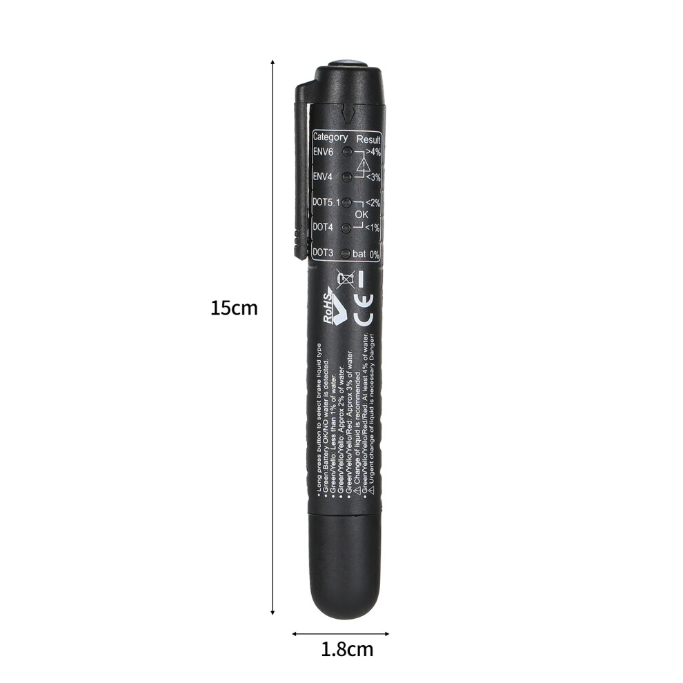 Brake Fluid Tester Pen Test DOT3 DOT4 DOT5.1 ENV6 ENV4 Brake Fluids with 5 LED Indicators