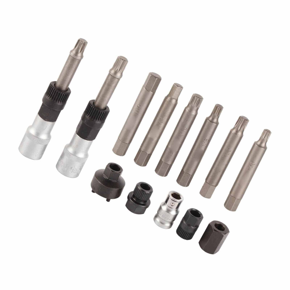 13 Pcs Alternator Pulley Tool Kit Freewheel Removal Decoupling Puller Socket Sleeve Drills Installer Set For Oad Owc Pulleys 7691319595528