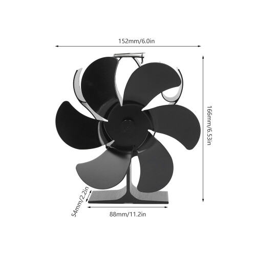 6-Flügel-Ofenlüfter, 180-220CFM, Ø 152 mm, Schwarz 2