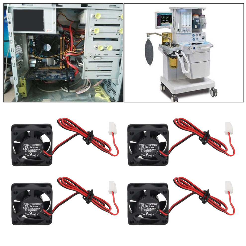 3010 Dc Brushless Fan 2Pin Terminal Low Noise Mini Dc Cooling Fan For 3D Printer Extruder Hot End V6 V5 Cpu 4Pcs Dc 12V 9431319600741