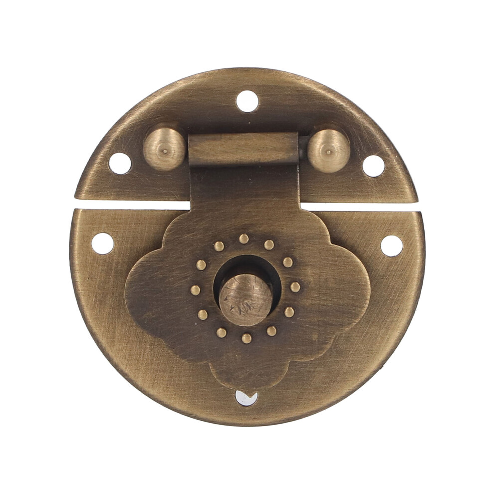 Round Embossing Copper Hasp Retro Wooden Box Lock Clasp Decorative Hasps For Wedding Card Boxes Wine Boxes Bronze 9311319608919