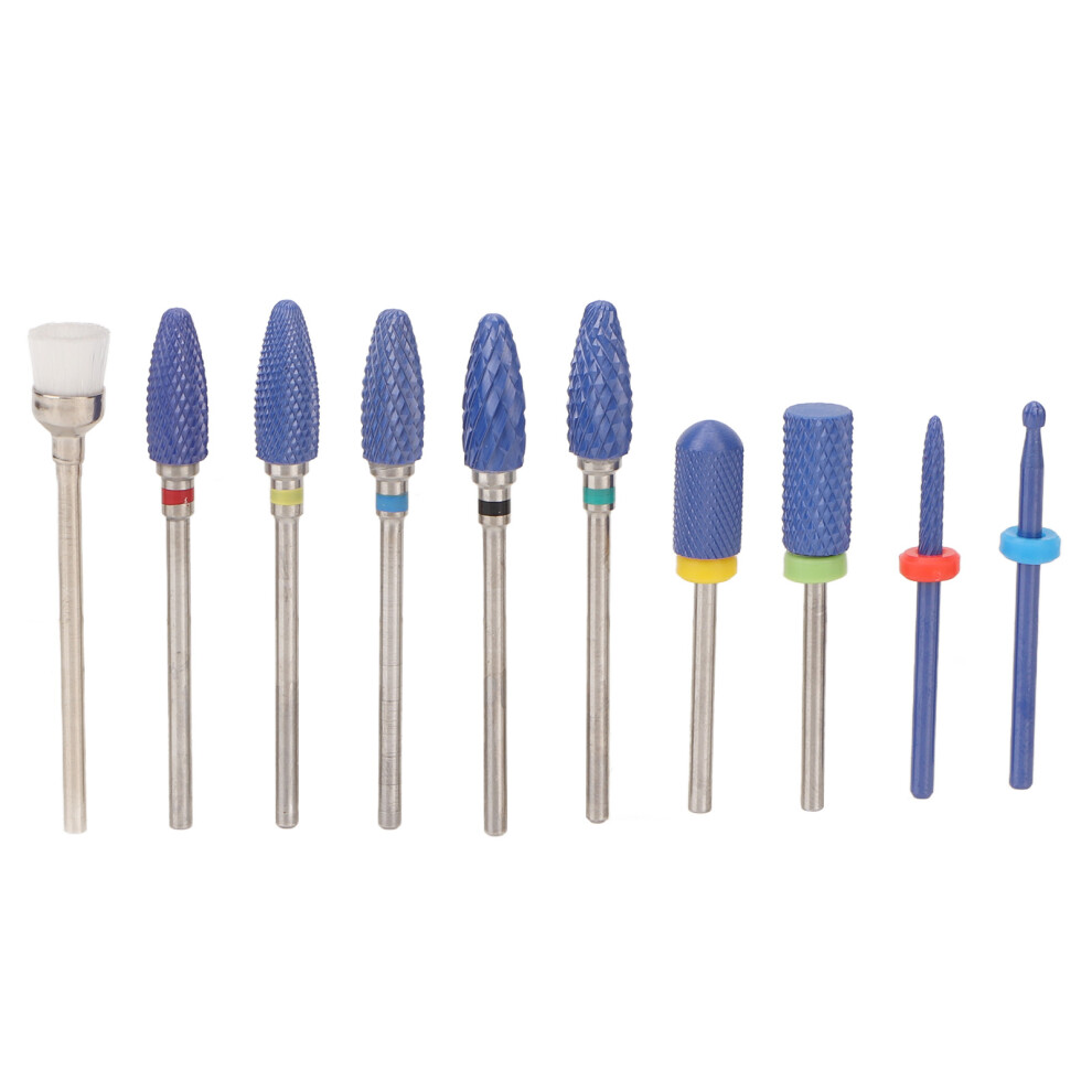 10pcs Nails Drill Bits Rotatable With Storage Case Tungsten Steel Nail Grinding Head Sets